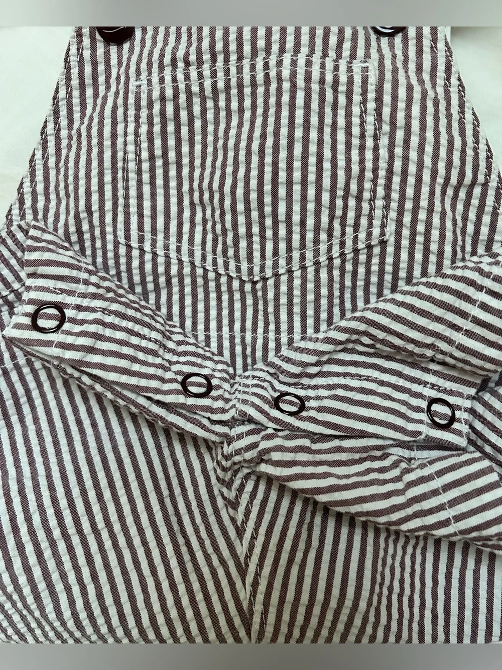 Petit Bateau Striped Seersucker Short Overalls 6 mo/67 cm unisex 100% cotton